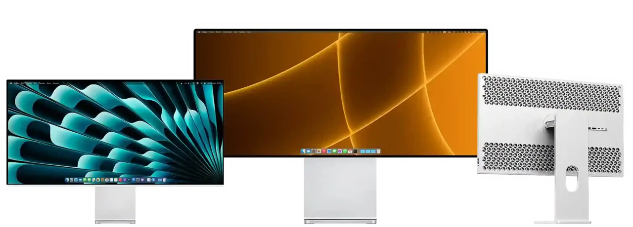 Kuycon-monitoren P40K, Q34W en G27P, voor- en achteraanzicht